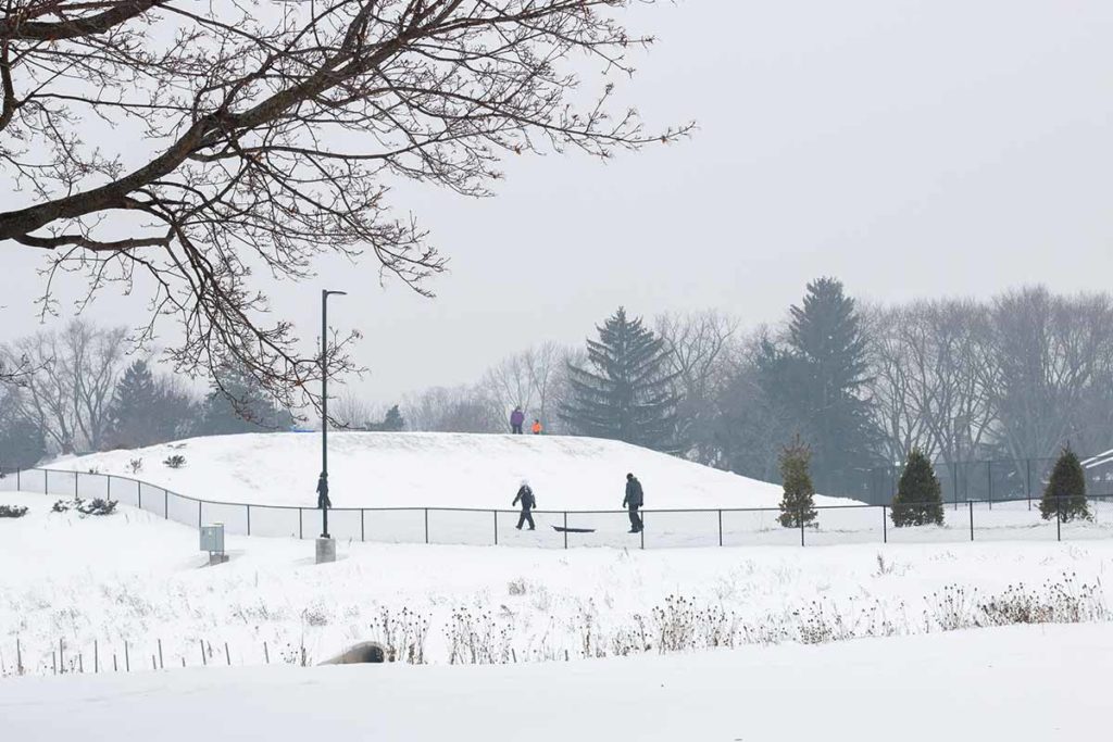 Sledding at Erb Park in Appleton