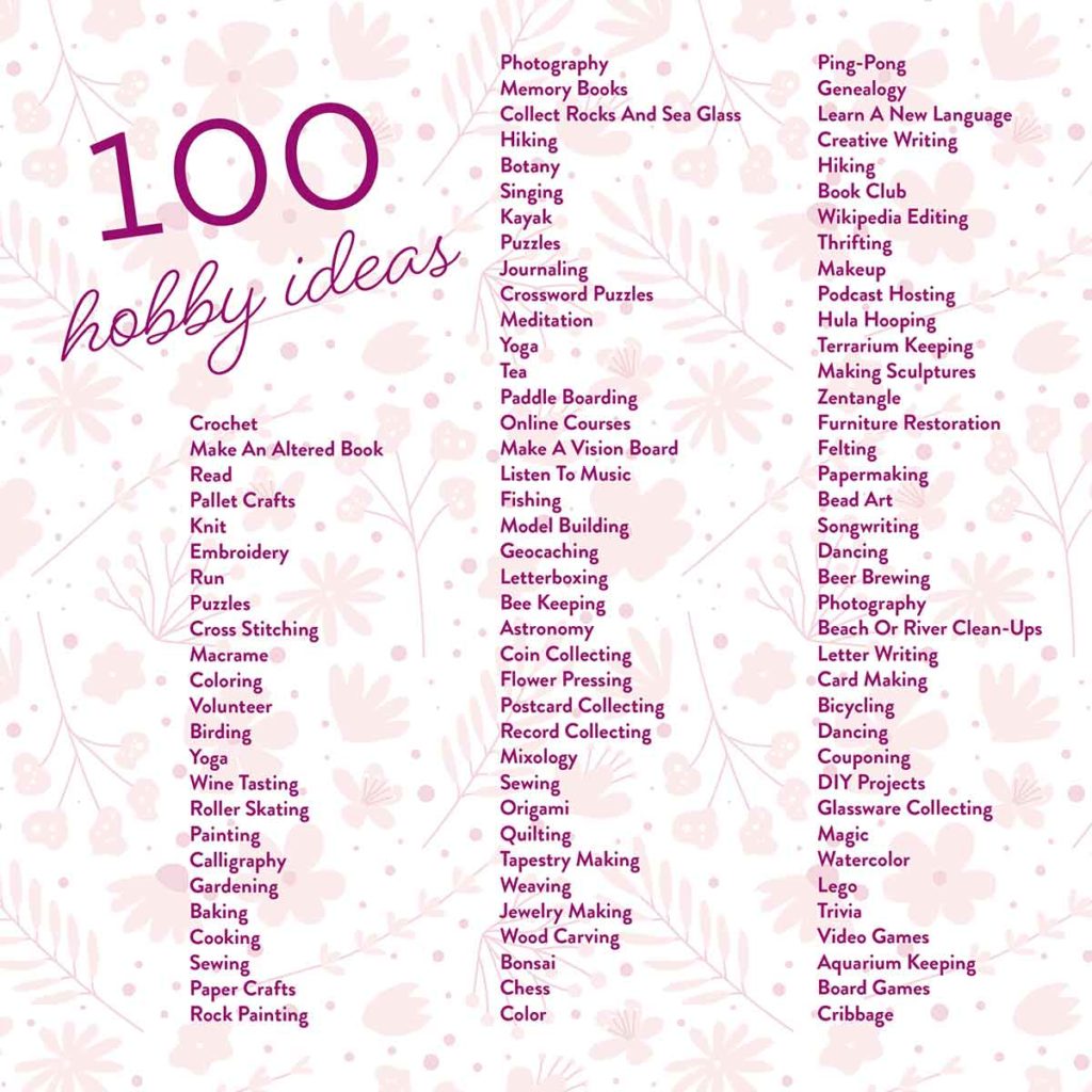 100 hobby ideas from moms