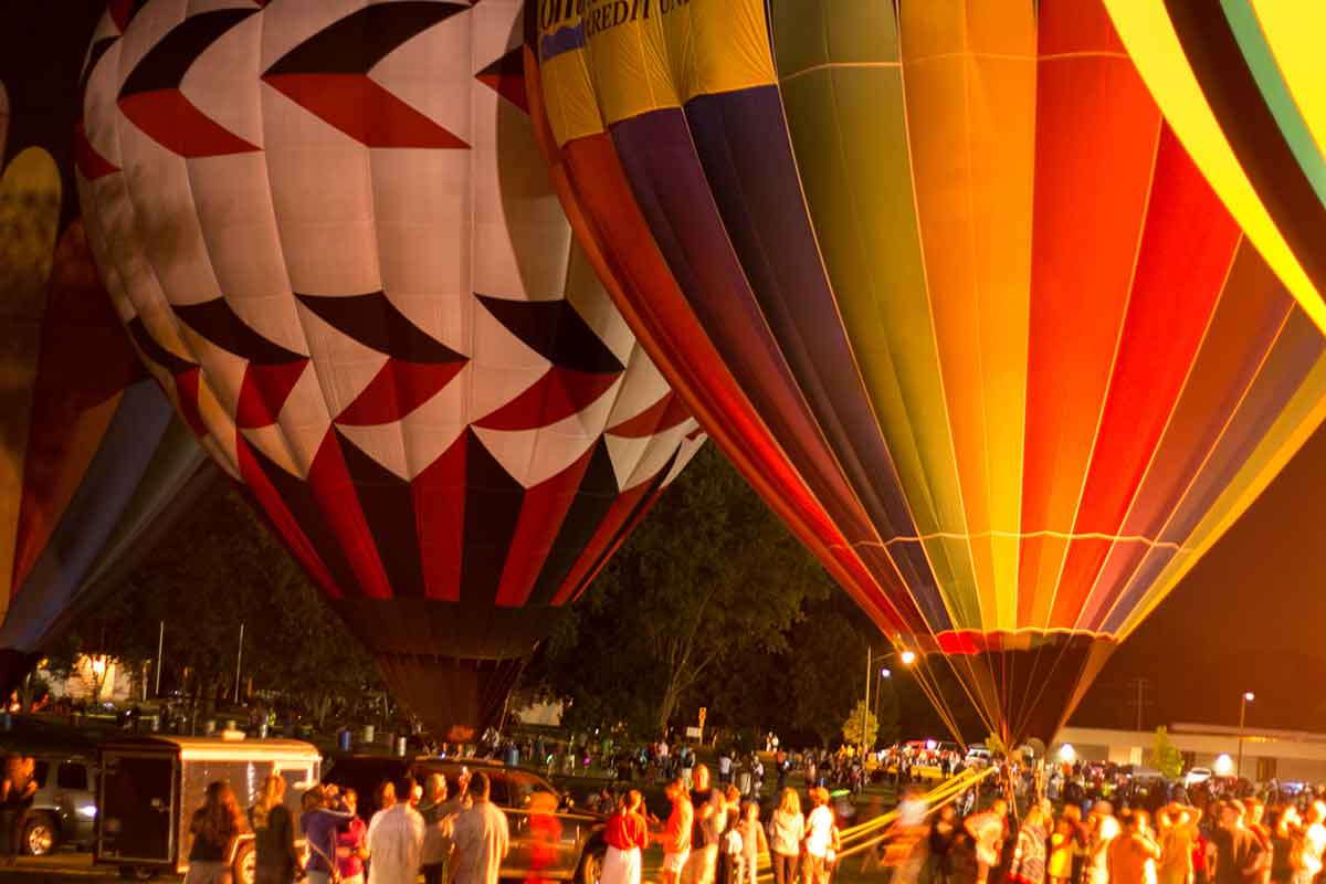 hot air balloon festival at night