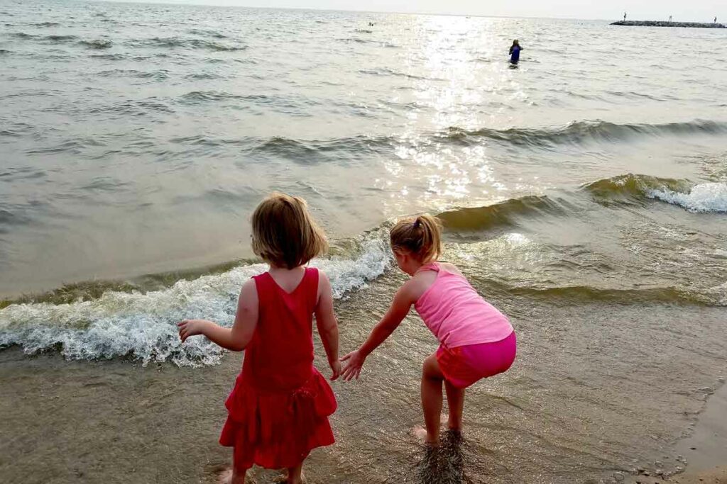 swimming at high cliff state park beach in sherwood