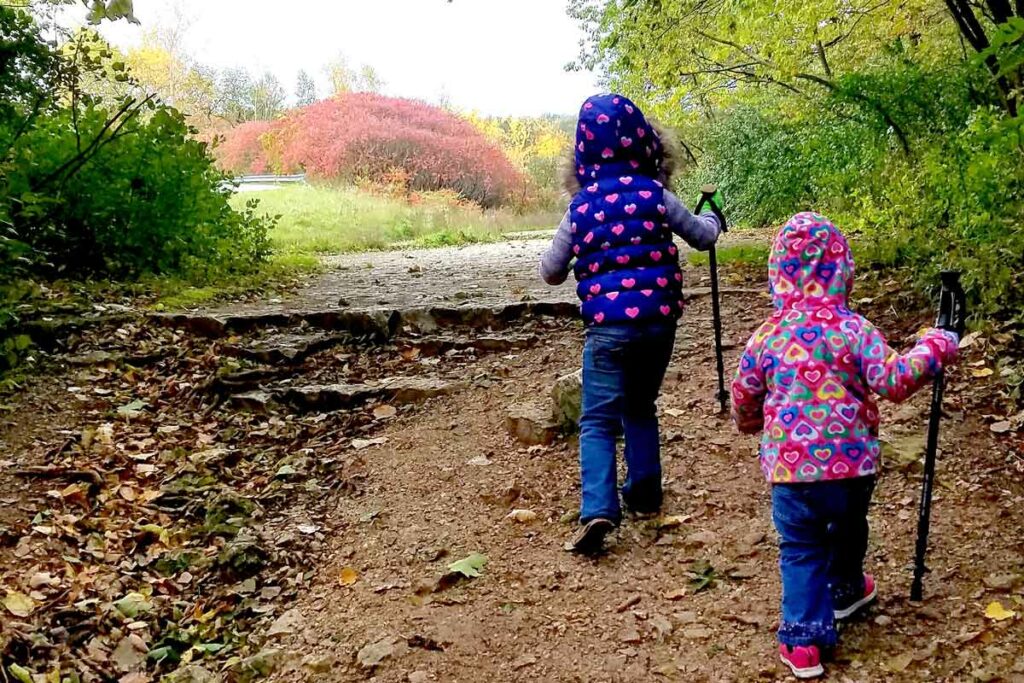 hiking on the Red Bird Trail at High Cliff State Park