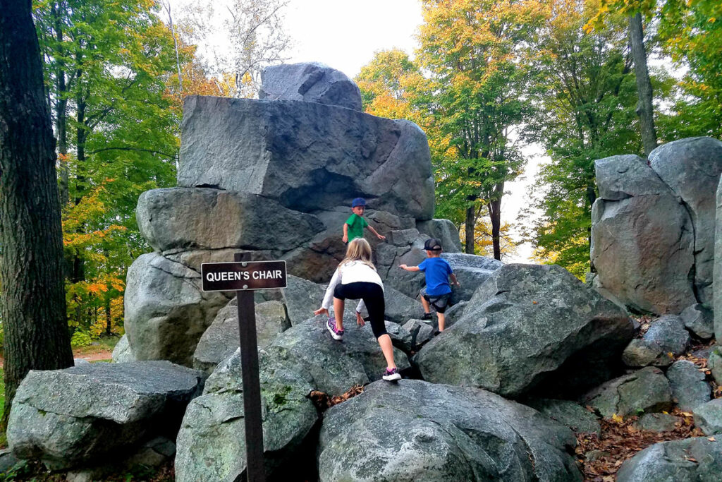 Kids hiking on Queen's Chair at Rib Mountain Wisconsin State Park