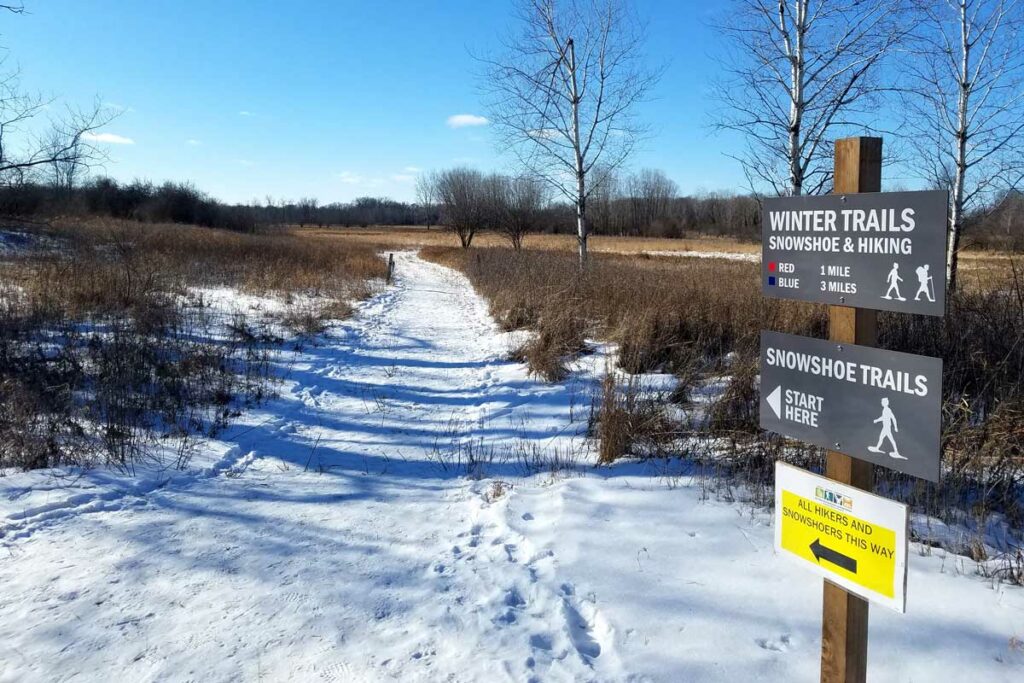 Bubolz Nature Preserve Winter Snowshoe and hiking trails