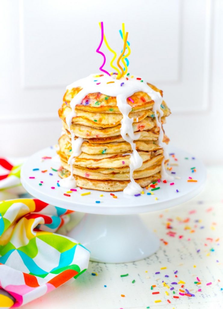 homemade funfetti pancakes with candles
