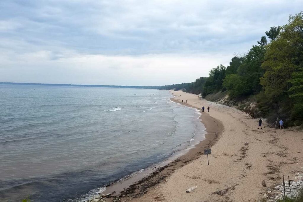 Beach and shore line at Whitefish Dunes State Park Beach in Door County