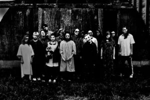 youthgo haunted house participants in black and white