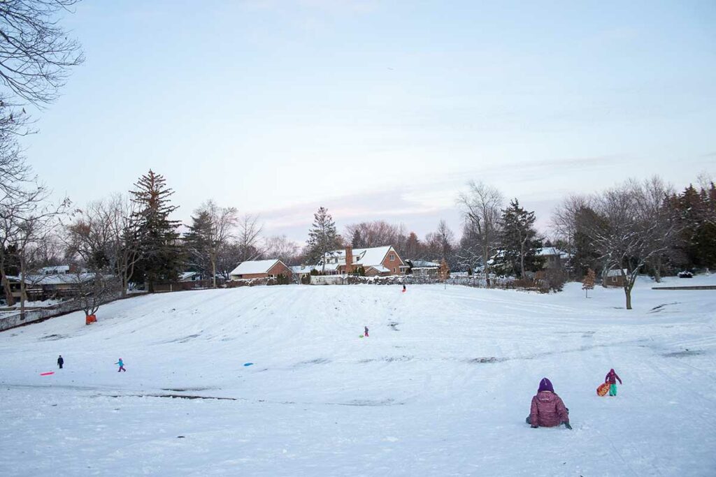 Reid Golf Course nnow sledding hill in Appleton Wi