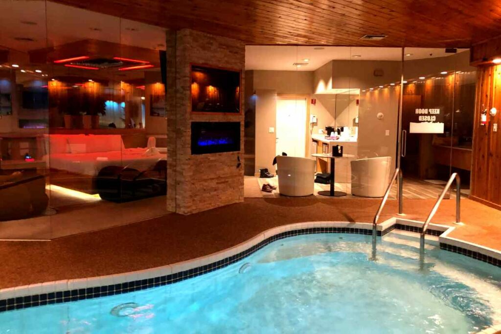 romantic hotel suite with pool in the room sybrais wisconsin 