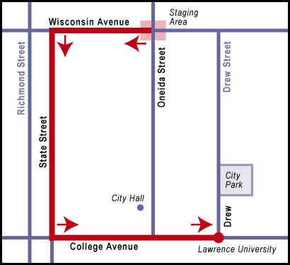 Appleton Flag Day Parade Route Map