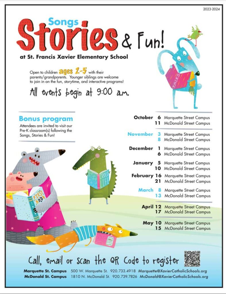 Songs Stories and Fun Preschool Event at Xavier 2023-24